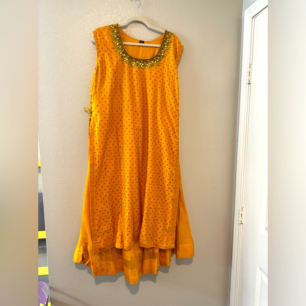 Mustard Yellow Embroidered Festive Kurti/Tunic – 3XL